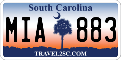 SC license plate MIA883