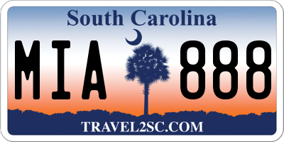 SC license plate MIA888