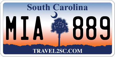 SC license plate MIA889