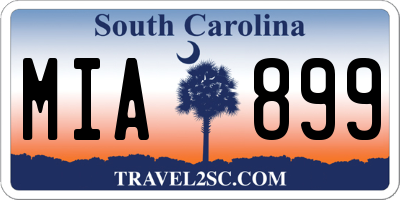 SC license plate MIA899