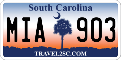 SC license plate MIA903