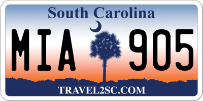 SC license plate MIA905