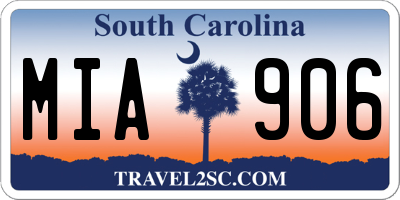 SC license plate MIA906