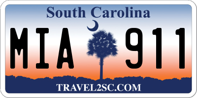 SC license plate MIA911