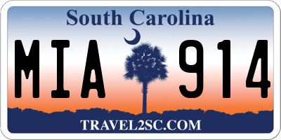 SC license plate MIA914