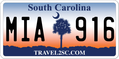 SC license plate MIA916