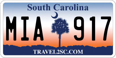 SC license plate MIA917