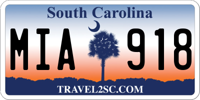 SC license plate MIA918