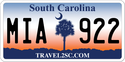 SC license plate MIA922