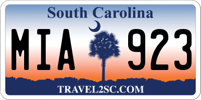 SC license plate MIA923