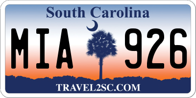 SC license plate MIA926