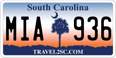 SC license plate MIA936