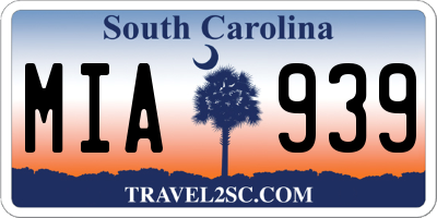 SC license plate MIA939