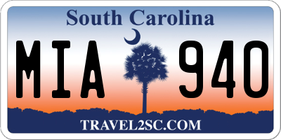 SC license plate MIA940