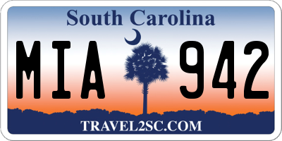 SC license plate MIA942
