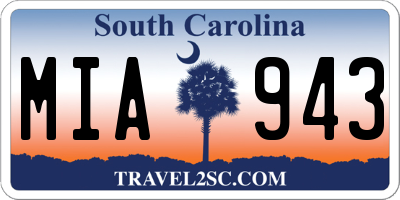 SC license plate MIA943