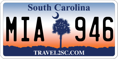 SC license plate MIA946