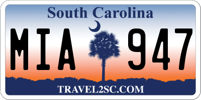 SC license plate MIA947