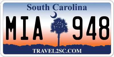 SC license plate MIA948
