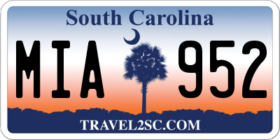 SC license plate MIA952