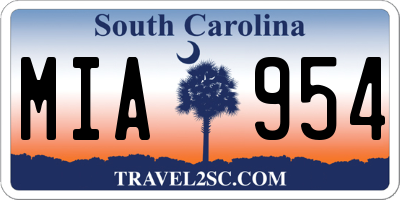 SC license plate MIA954