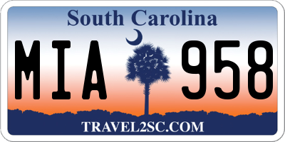 SC license plate MIA958