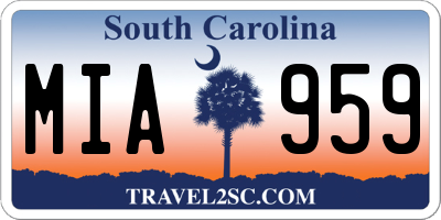 SC license plate MIA959