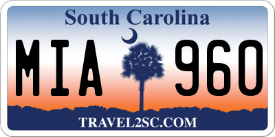 SC license plate MIA960