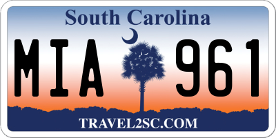 SC license plate MIA961