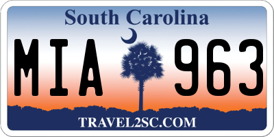 SC license plate MIA963