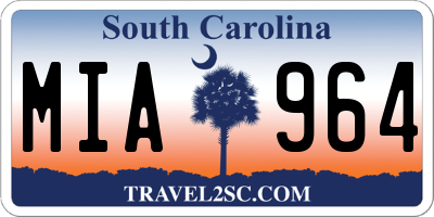 SC license plate MIA964