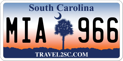 SC license plate MIA966