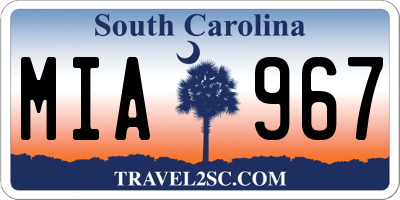 SC license plate MIA967