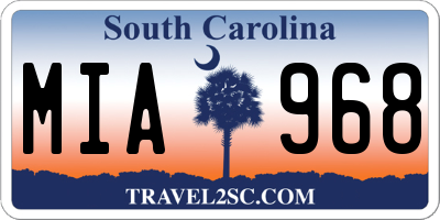 SC license plate MIA968