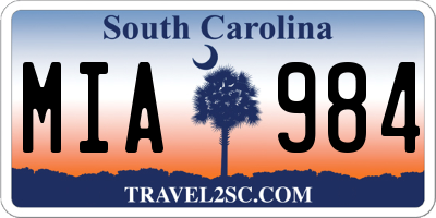 SC license plate MIA984