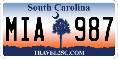 SC license plate MIA987
