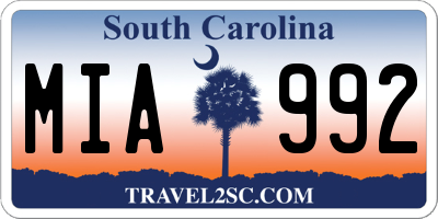 SC license plate MIA992