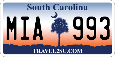 SC license plate MIA993