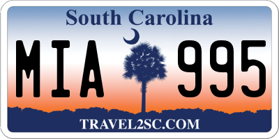 SC license plate MIA995
