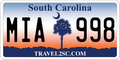 SC license plate MIA998