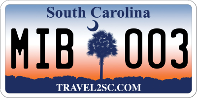 SC license plate MIB003