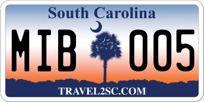 SC license plate MIB005