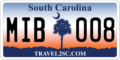SC license plate MIB008