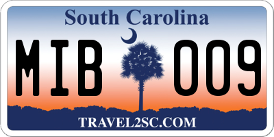 SC license plate MIB009