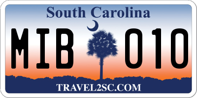 SC license plate MIB010