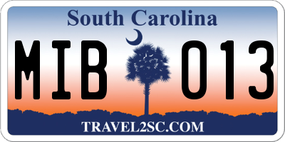 SC license plate MIB013