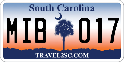 SC license plate MIB017