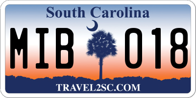 SC license plate MIB018