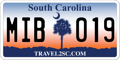 SC license plate MIB019