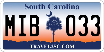 SC license plate MIB033